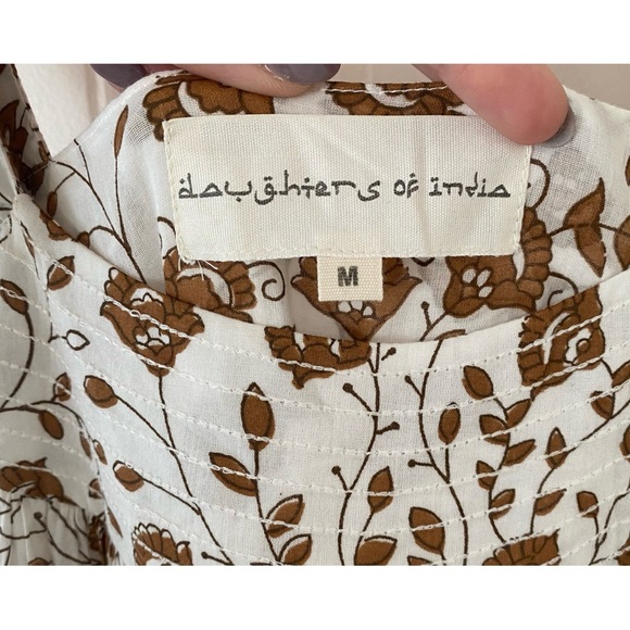 Daughters of India Lopa Maxi Dress Cream & Gold Floral Size Medium - Picture 6 of 9